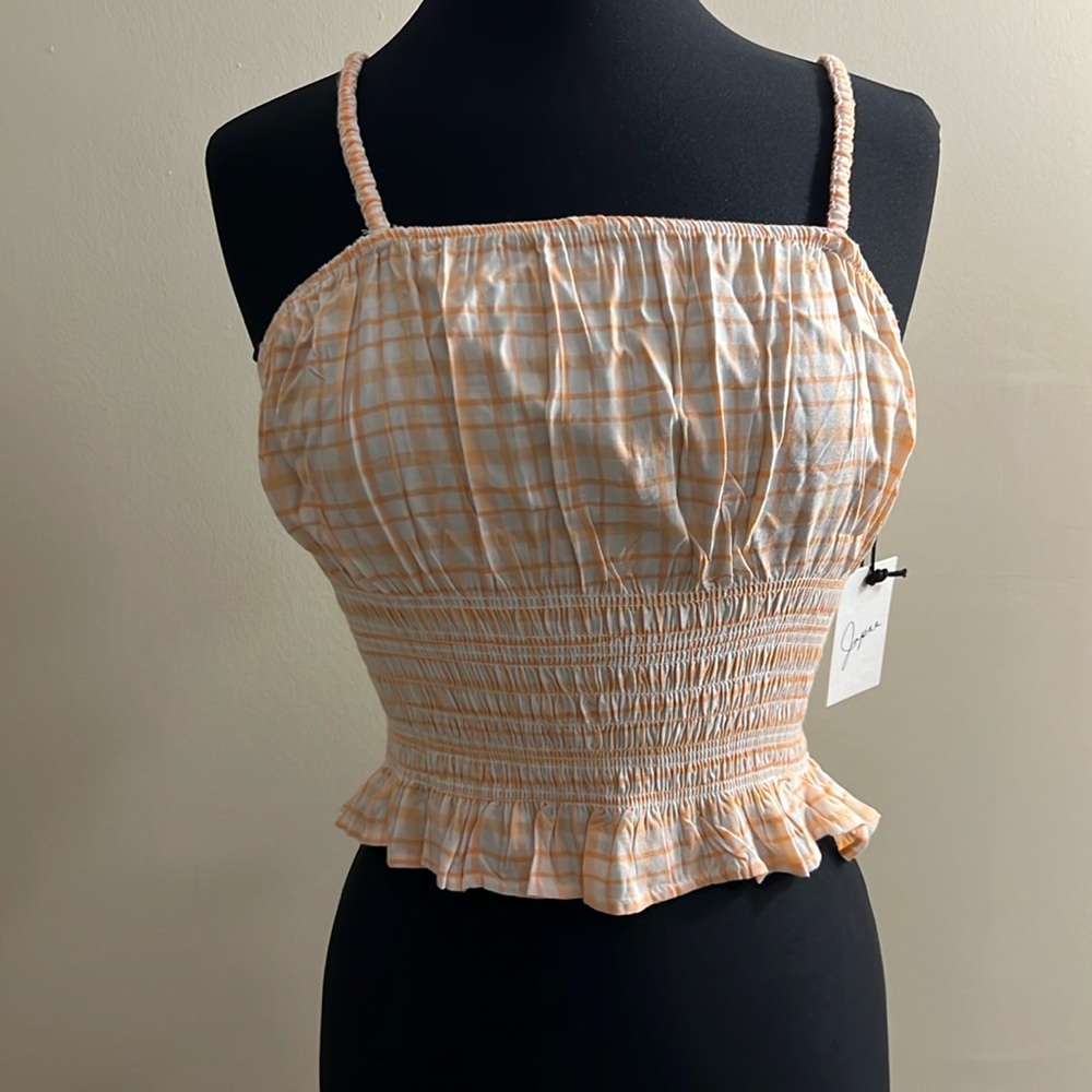 Japna Smocked Ruffle Waist Sleeveless Top